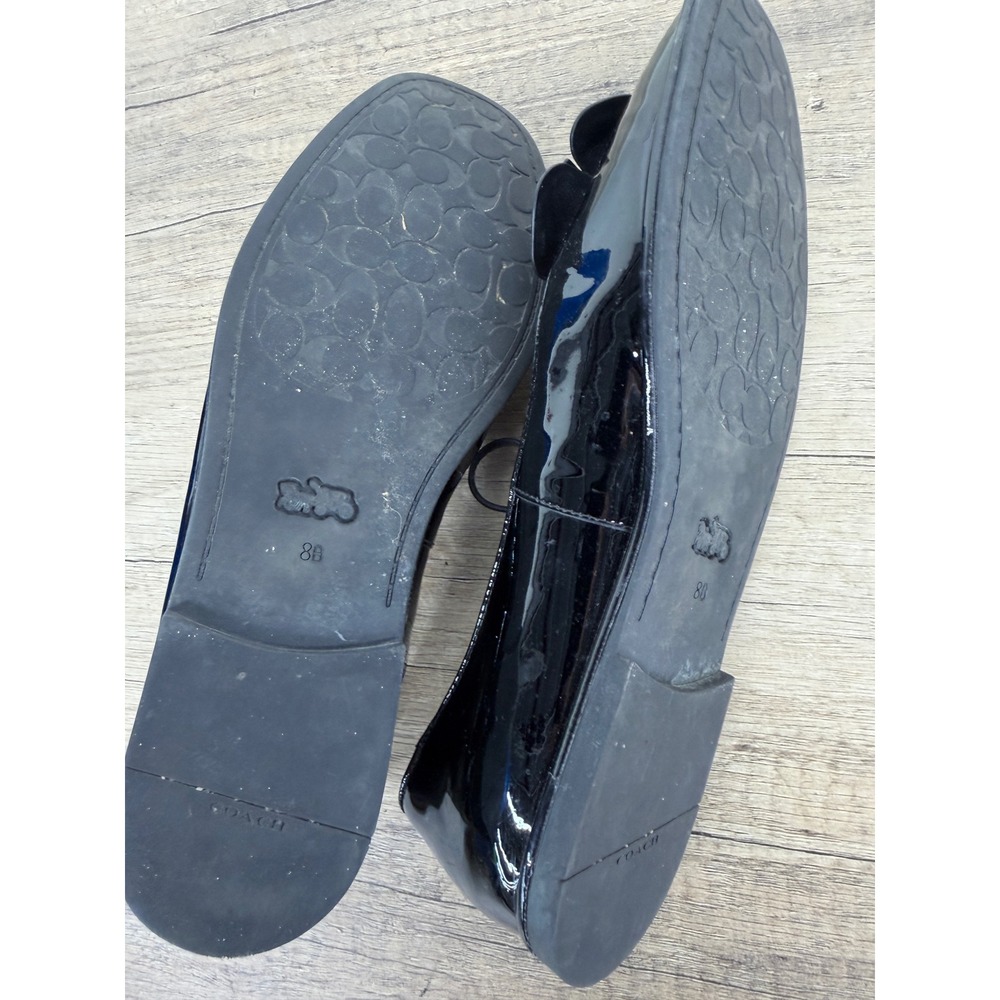 Coach Black Patent Leather Floral Applique Ballet Flats C5808 Womens 8B - Picture 7 of 9